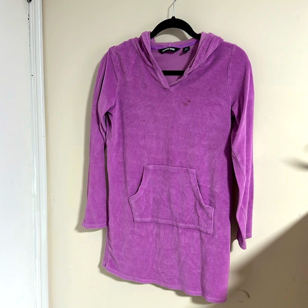 Purple, terry cloth, cover-up, dress size large